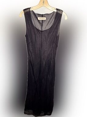 Selene Made in Italy Sheer Black Dress